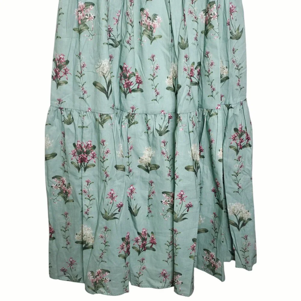 Agua by Agua Bendita Lima Maxi Dress Orquidea Green Embroidered Floral Size M - Picture 6 of 15